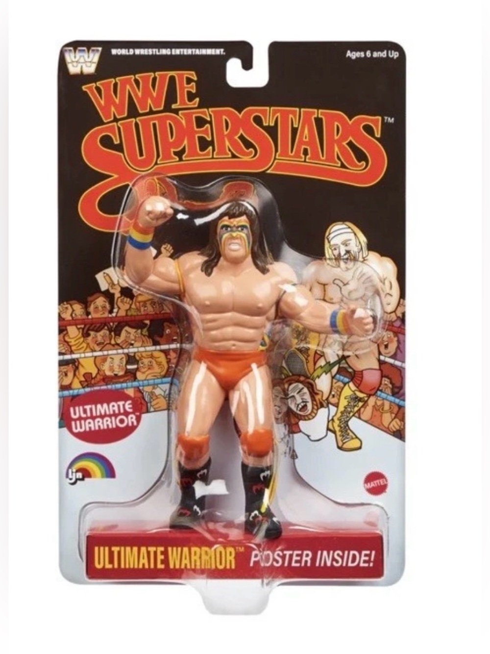 LJN WWE Superstars Ultimate Warrior Action Figure, 1980s Retro 8" Black Card